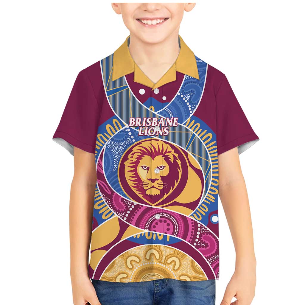Brisbane Lions Football Custom Family Matching Mermaid Dress and Hawaiian Shirt Premiers Proud Aboriginal Art - Vibe Hoodie