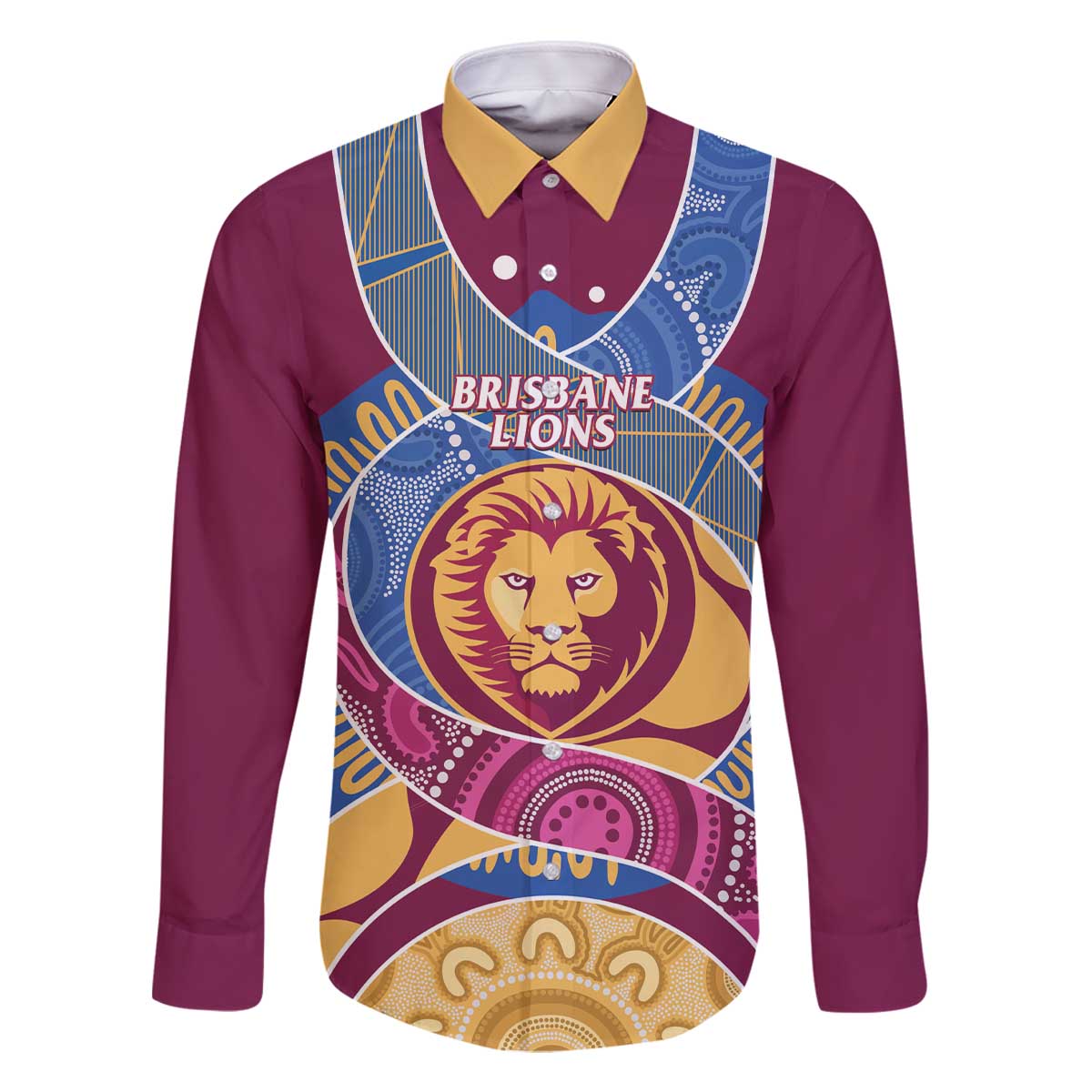 Brisbane Lions Football Custom Family Matching Off The Shoulder Long Sleeve Dress and Hawaiian Shirt Premiers Proud Aboriginal Art - Vibe Hoodie