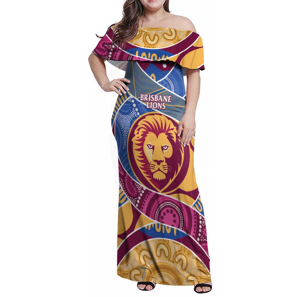 Brisbane Lions Football Custom Family Matching Off Shoulder Maxi Dress and Hawaiian Shirt Premiers Proud Aboriginal Art - Vibe Hoodie