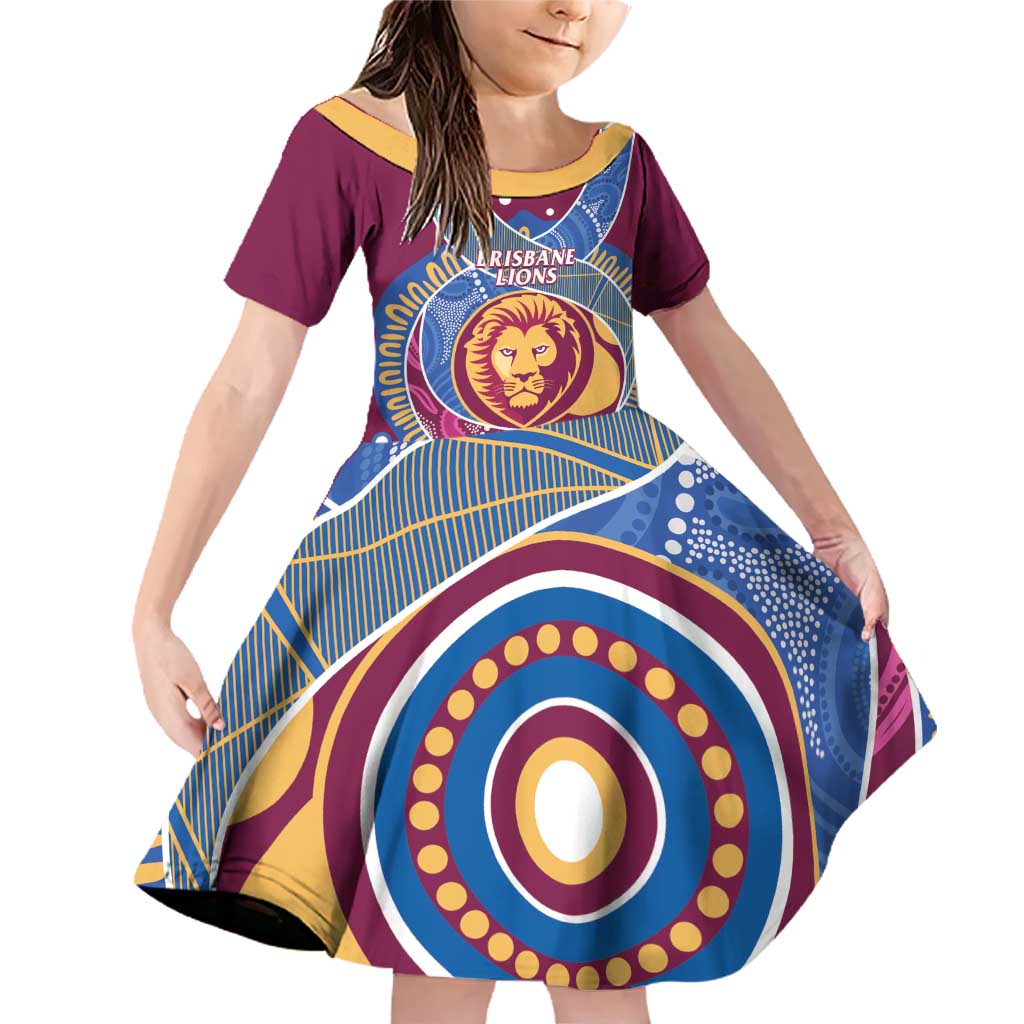 Brisbane Lions Football Custom Family Matching Off Shoulder Short Dress and Hawaiian Shirt Premiers Proud Aboriginal Art - Vibe Hoodie