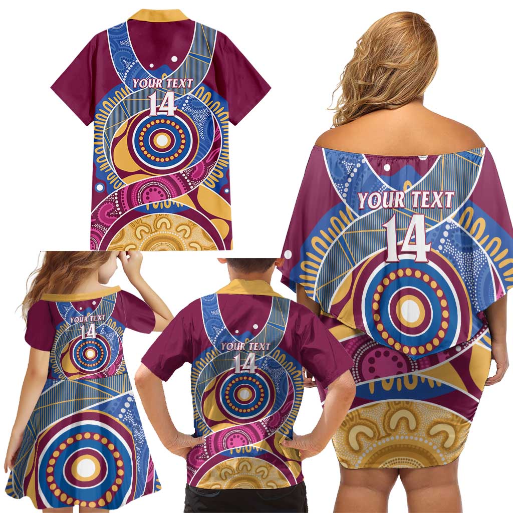 Brisbane Lions Football Custom Family Matching Off Shoulder Short Dress and Hawaiian Shirt Premiers Proud Aboriginal Art - Vibe Hoodie