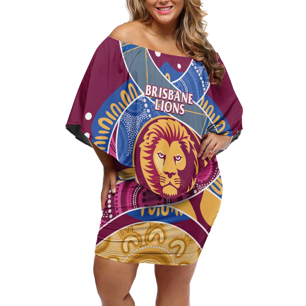 Brisbane Lions Football Custom Family Matching Off Shoulder Short Dress and Hawaiian Shirt Premiers Proud Aboriginal Art - Vibe Hoodie