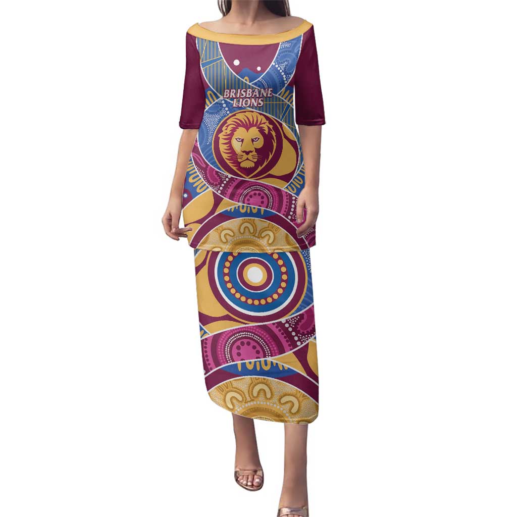 Brisbane Lions Football Custom Family Matching Puletasi and Hawaiian Shirt Premiers Proud Aboriginal Art - Vibe Hoodie