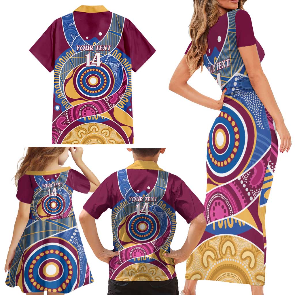Brisbane Lions Football Custom Family Matching Short Sleeve Bodycon Dress and Hawaiian Shirt Premiers Proud Aboriginal Art - Vibe Hoodie