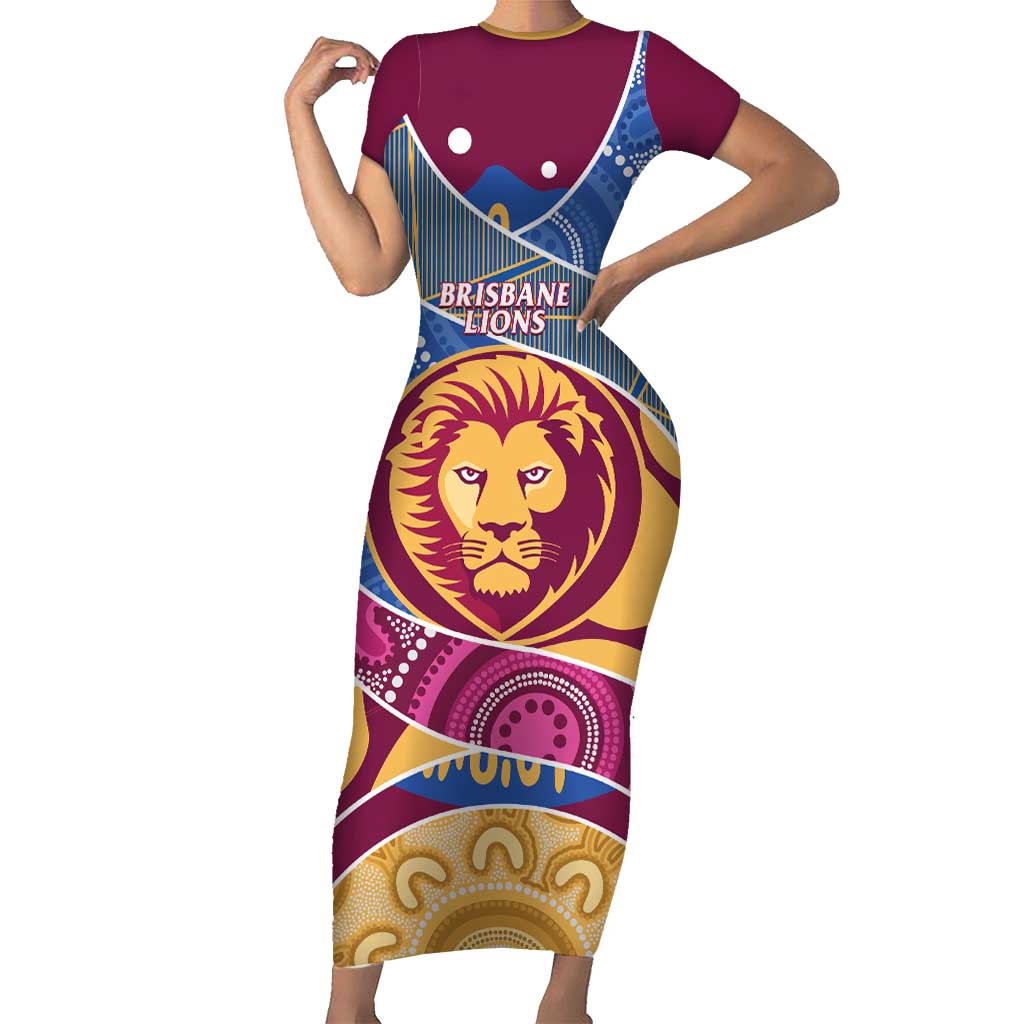Brisbane Lions Football Custom Family Matching Short Sleeve Bodycon Dress and Hawaiian Shirt Premiers Proud Aboriginal Art - Vibe Hoodie