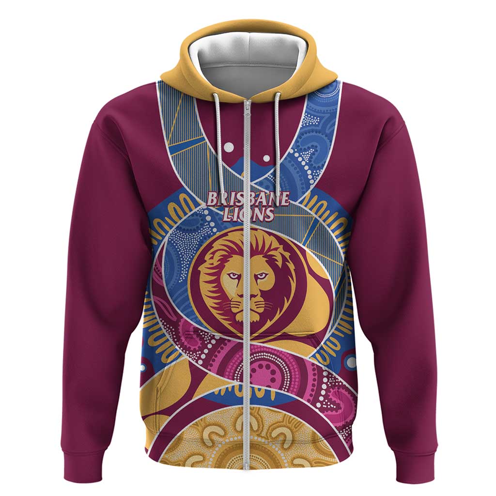 Brisbane Lions Football Custom Hoodie Premiers Proud Aboriginal Art - Vibe Hoodie