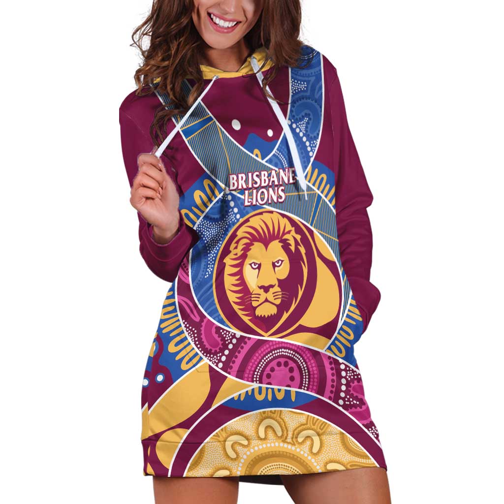 Brisbane Lions Football Custom Hoodie Dress Premiers Proud Aboriginal Art - Vibe Hoodie