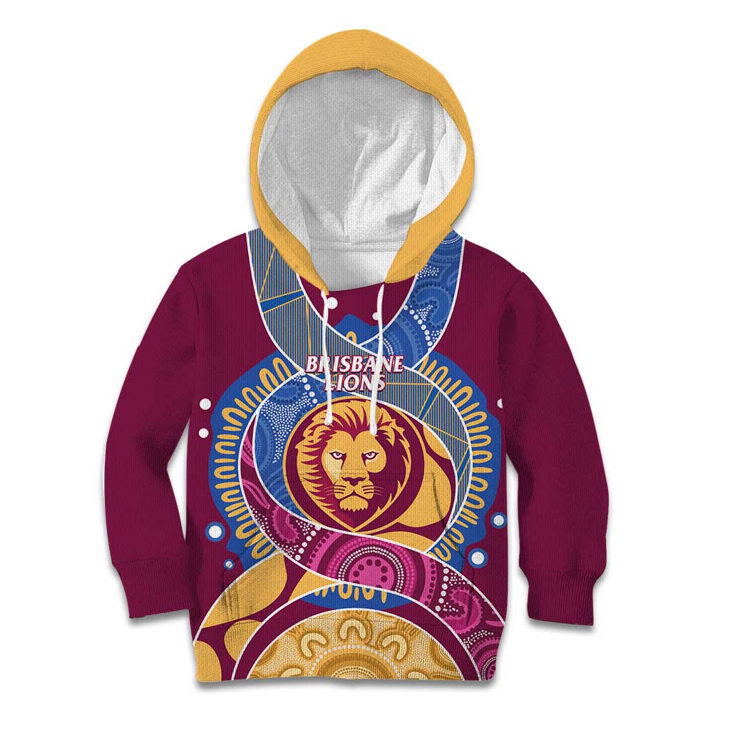 Brisbane Lions Football Custom Kid Hoodie Premiers Proud Aboriginal Art - Vibe Hoodie
