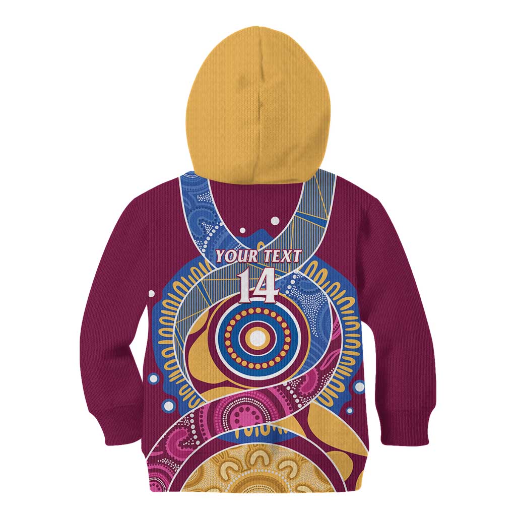 Brisbane Lions Football Custom Kid Hoodie Premiers Proud Aboriginal Art - Vibe Hoodie