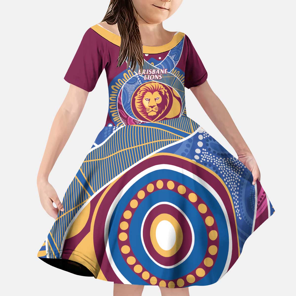 Brisbane Lions Football Custom Kid Short Sleeve Dress Premiers Proud Aboriginal Art - Vibe Hoodie
