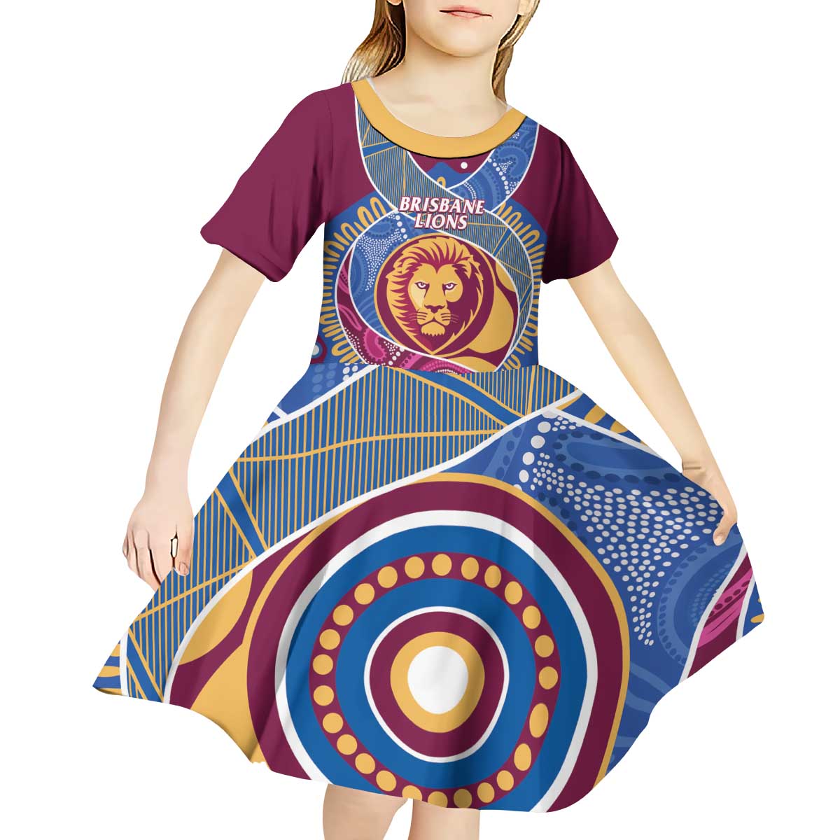 Brisbane Lions Football Custom Kid Short Sleeve Dress Premiers Proud Aboriginal Art - Vibe Hoodie