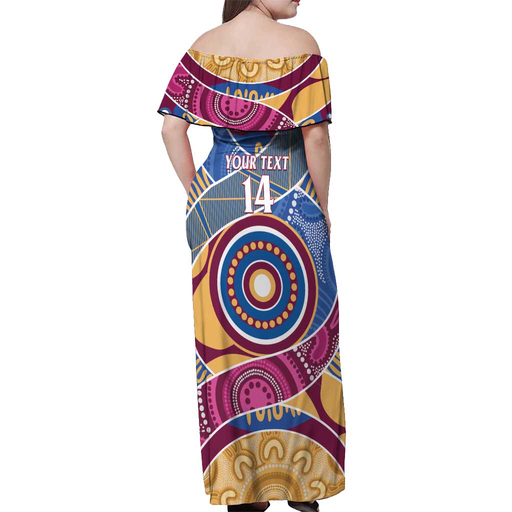 Brisbane Lions Football Custom Off Shoulder Maxi Dress Premiers Proud Aboriginal Art - Vibe Hoodie