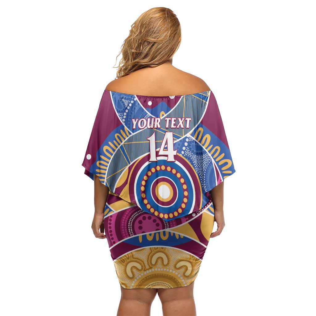 Brisbane Lions Football Custom Off Shoulder Short Dress Premiers Proud Aboriginal Art - undefined