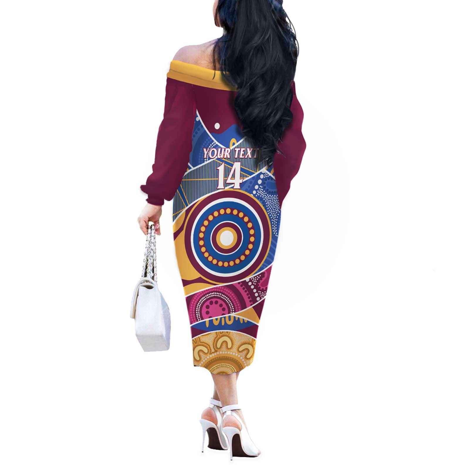 Brisbane Lions Football Custom Off The Shoulder Long Sleeve Dress Premiers Proud Aboriginal Art - Vibe Hoodie