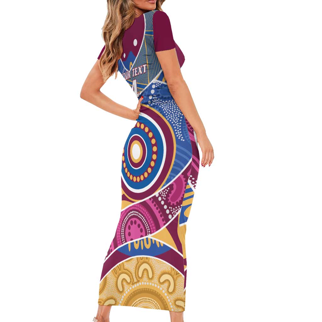 Brisbane Lions Football Custom Short Sleeve Bodycon Dress Premiers Proud Aboriginal Art - Vibe Hoodie