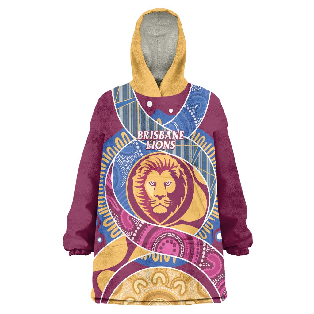 Brisbane Lions Football Custom Wearable Blanket Hoodie Premiers Proud Aboriginal Art - Vibe Hoodie