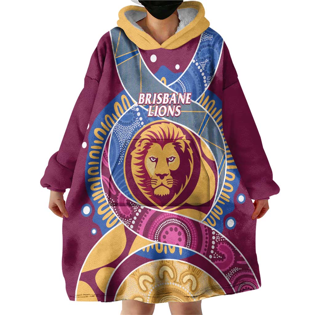 Brisbane Lions Football Custom Wearable Blanket Hoodie Premiers Proud Aboriginal Art - Vibe Hoodie