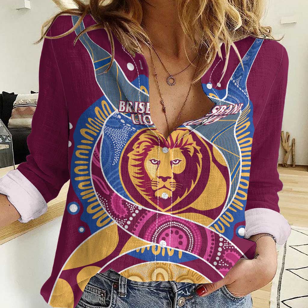 Brisbane Lions Football Custom Women Casual Shirt Premiers Proud Aboriginal Art - Vibe Hoodie