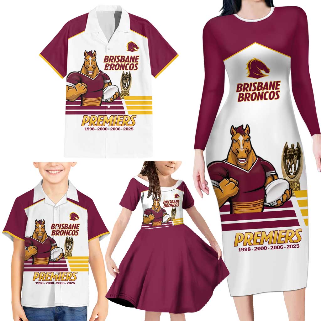 Brisbane Broncos Rugby Personalised Family Matching Long Sleeve Bodycon Dress and Hawaiian Shirt NRL 4th Premiers Proud - Vibe Hoodie