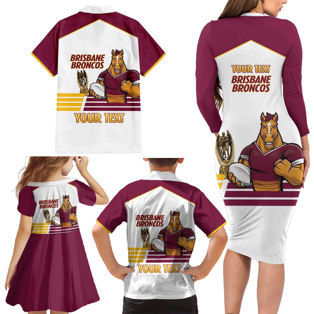 Brisbane Broncos Rugby Personalised Family Matching Long Sleeve Bodycon Dress and Hawaiian Shirt NRL 4th Premiers Proud - Vibe Hoodie