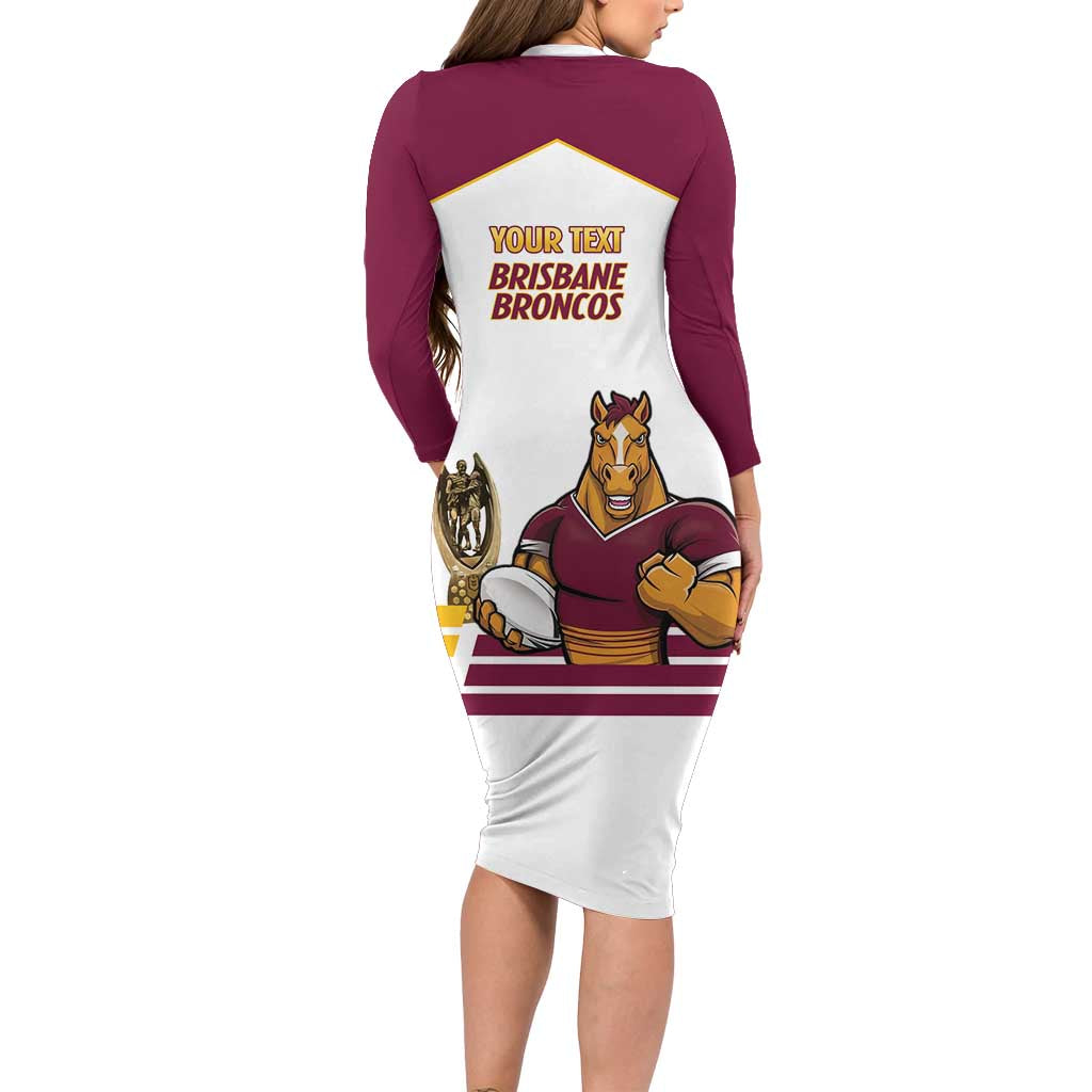 Brisbane Broncos Rugby Personalised Family Matching Long Sleeve Bodycon Dress and Hawaiian Shirt NRL 4th Premiers Proud - Vibe Hoodie
