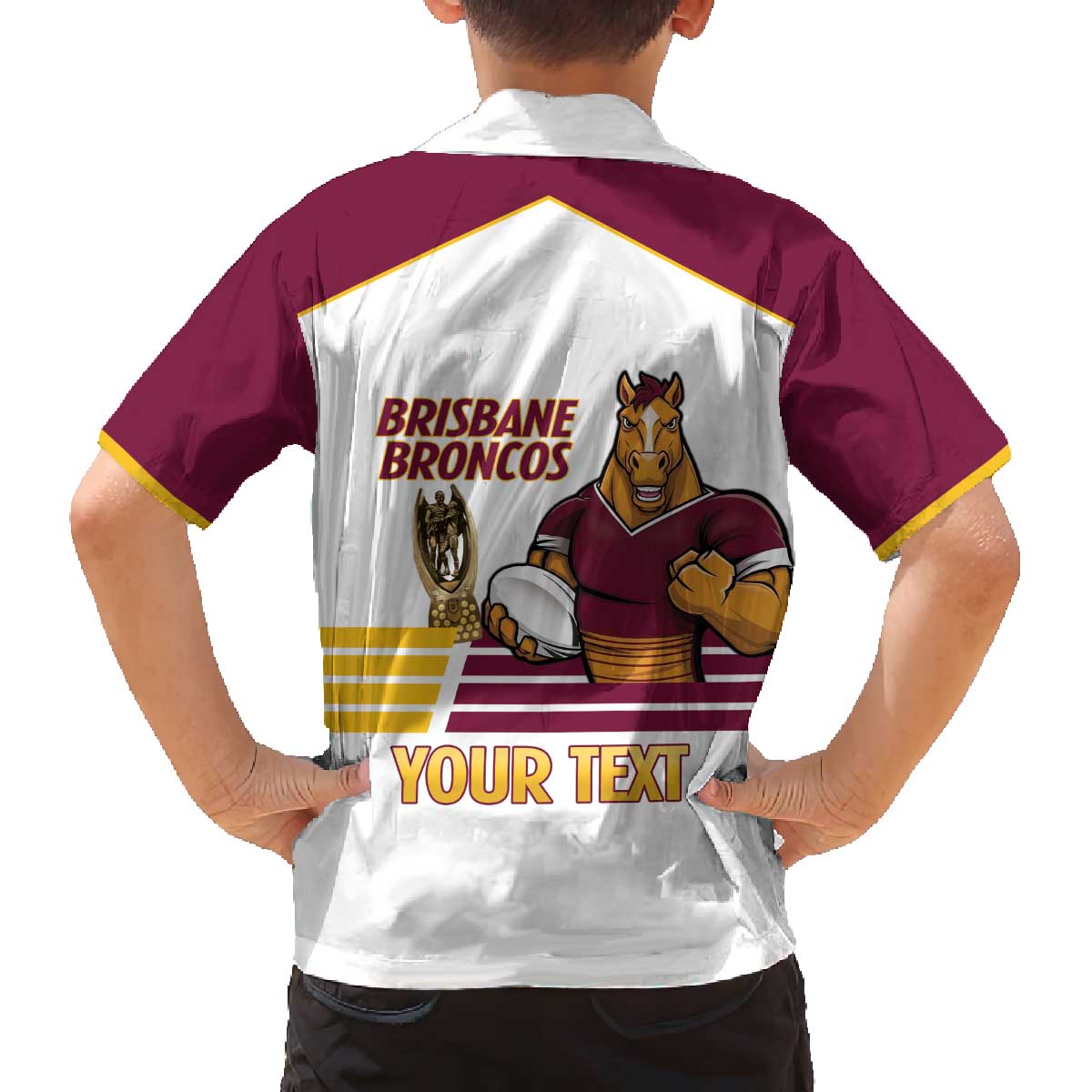 Brisbane Broncos Rugby Personalised Family Matching Off The Shoulder Long Sleeve Dress and Hawaiian Shirt NRL 4th Premiers Proud - Vibe Hoodie