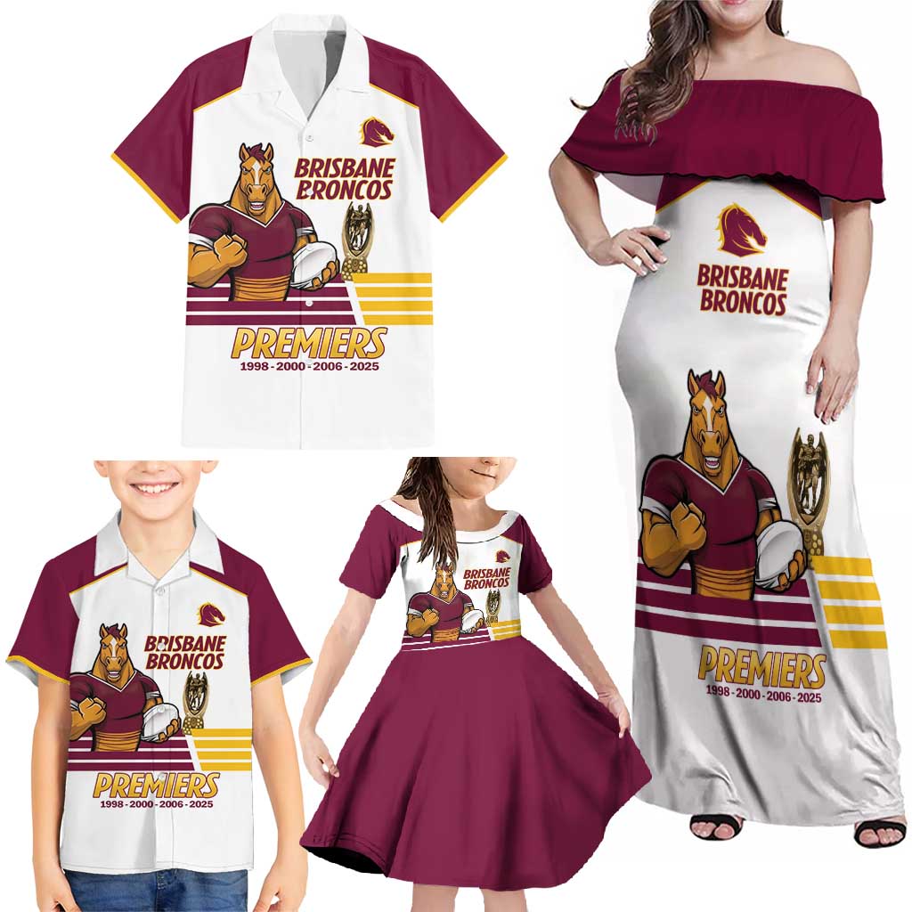 Brisbane Broncos Rugby Personalised Family Matching Off Shoulder Maxi Dress and Hawaiian Shirt NRL 4th Premiers Proud - Vibe Hoodie