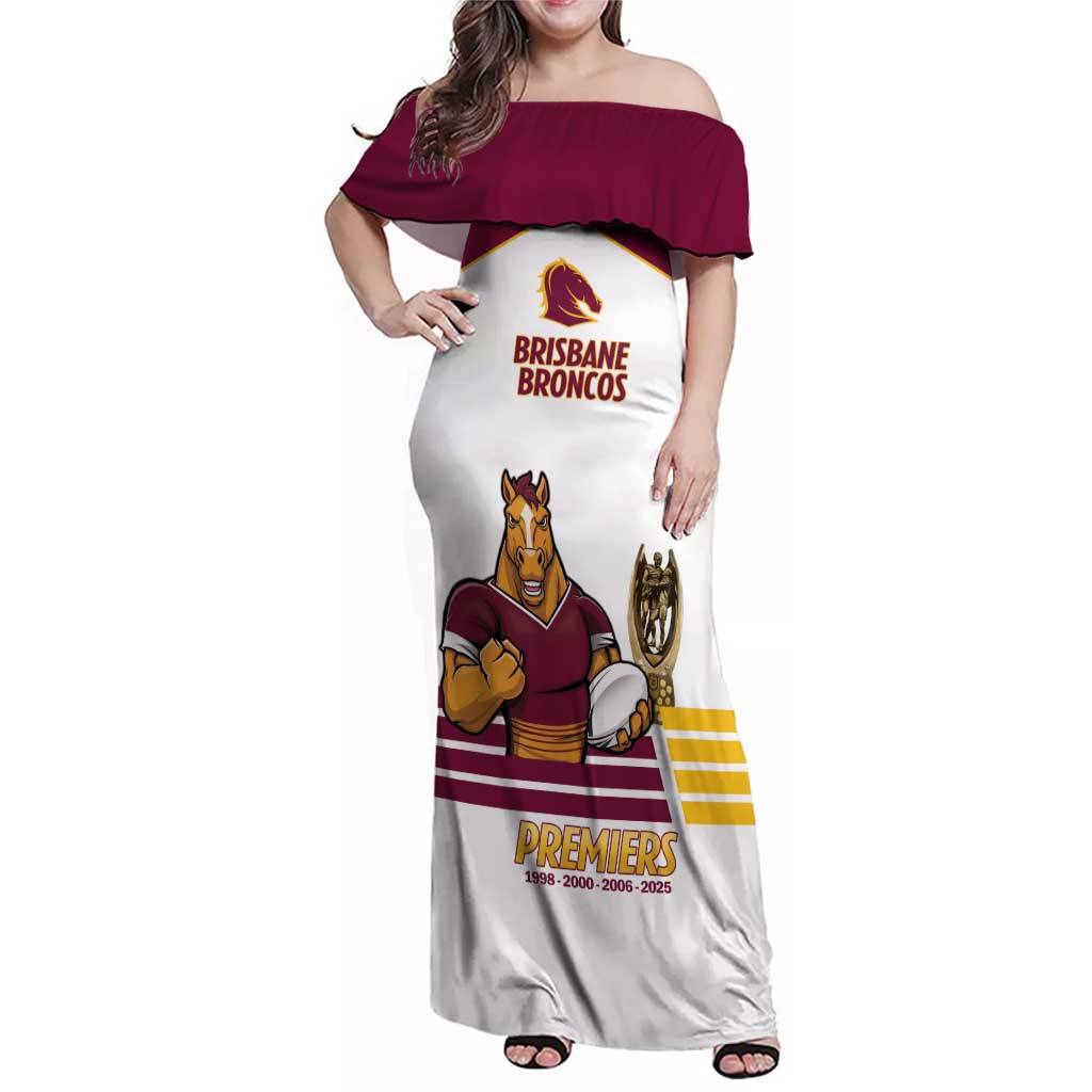 Brisbane Broncos Rugby Personalised Family Matching Off Shoulder Maxi Dress and Hawaiian Shirt NRL 4th Premiers Proud - Vibe Hoodie