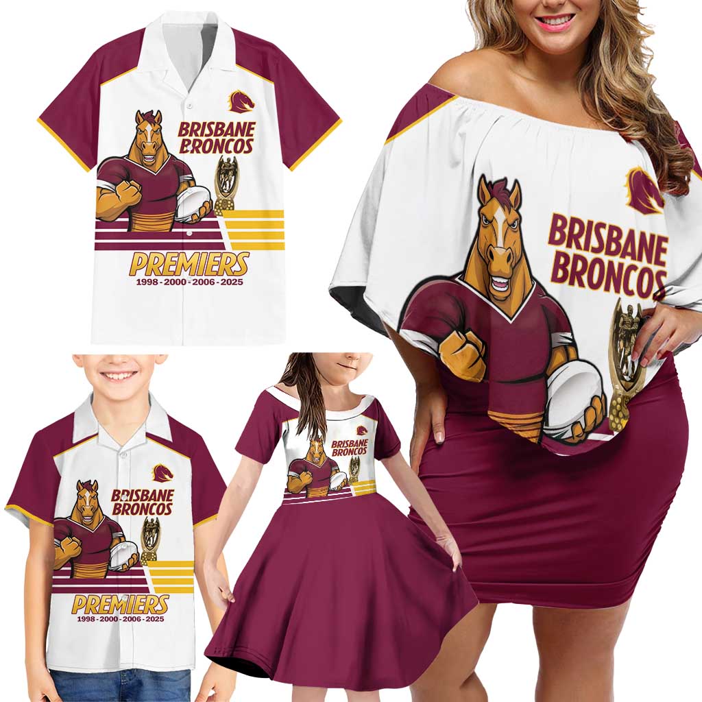 Brisbane Broncos Rugby Personalised Family Matching Off Shoulder Short Dress and Hawaiian Shirt NRL 4th Premiers Proud - Vibe Hoodie