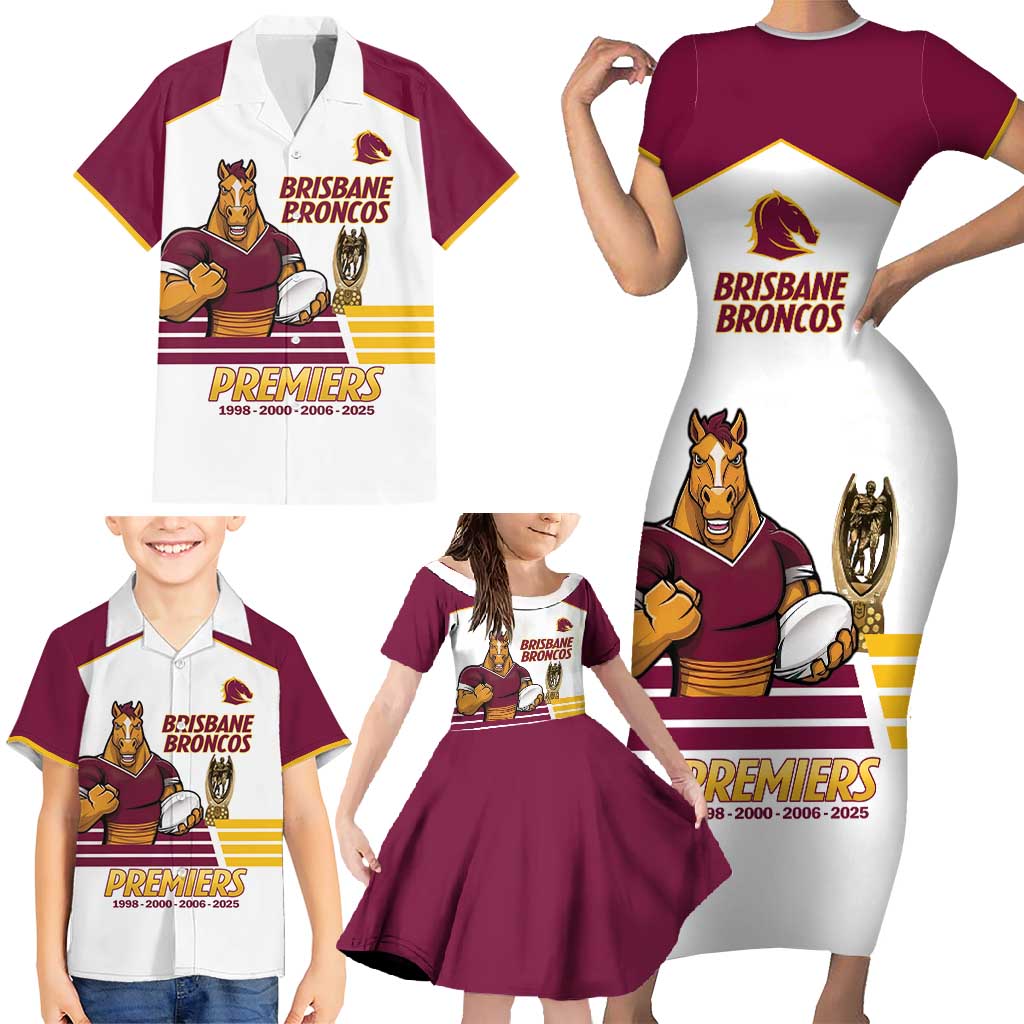 Brisbane Broncos Rugby Personalised Family Matching Short Sleeve Bodycon Dress and Hawaiian Shirt NRL 4th Premiers Proud - Vibe Hoodie