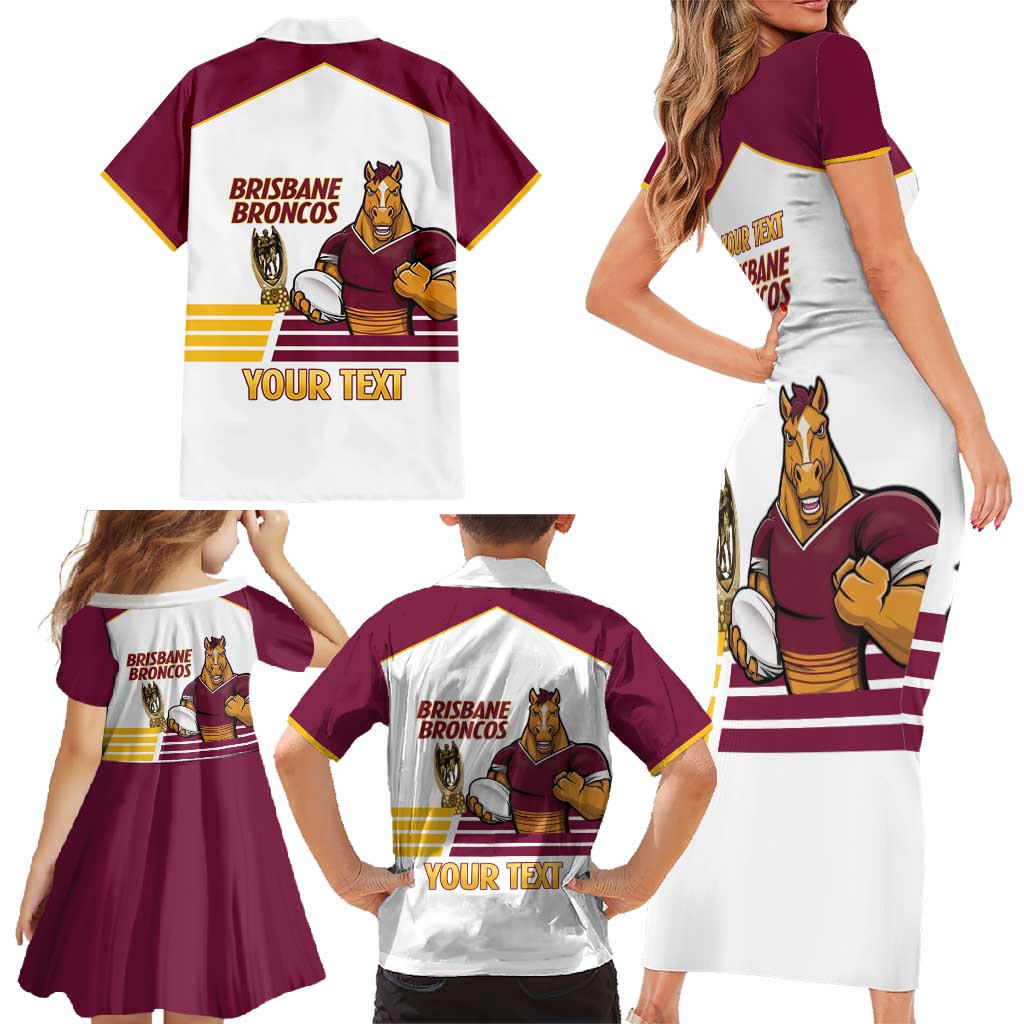 Brisbane Broncos Rugby Personalised Family Matching Short Sleeve Bodycon Dress and Hawaiian Shirt NRL 4th Premiers Proud - Vibe Hoodie