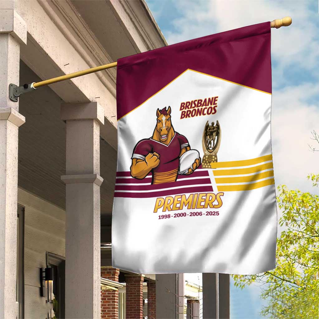 Brisbane Broncos Rugby Garden Flag NRL 4th Premiers Proud - Vibe Hoodie