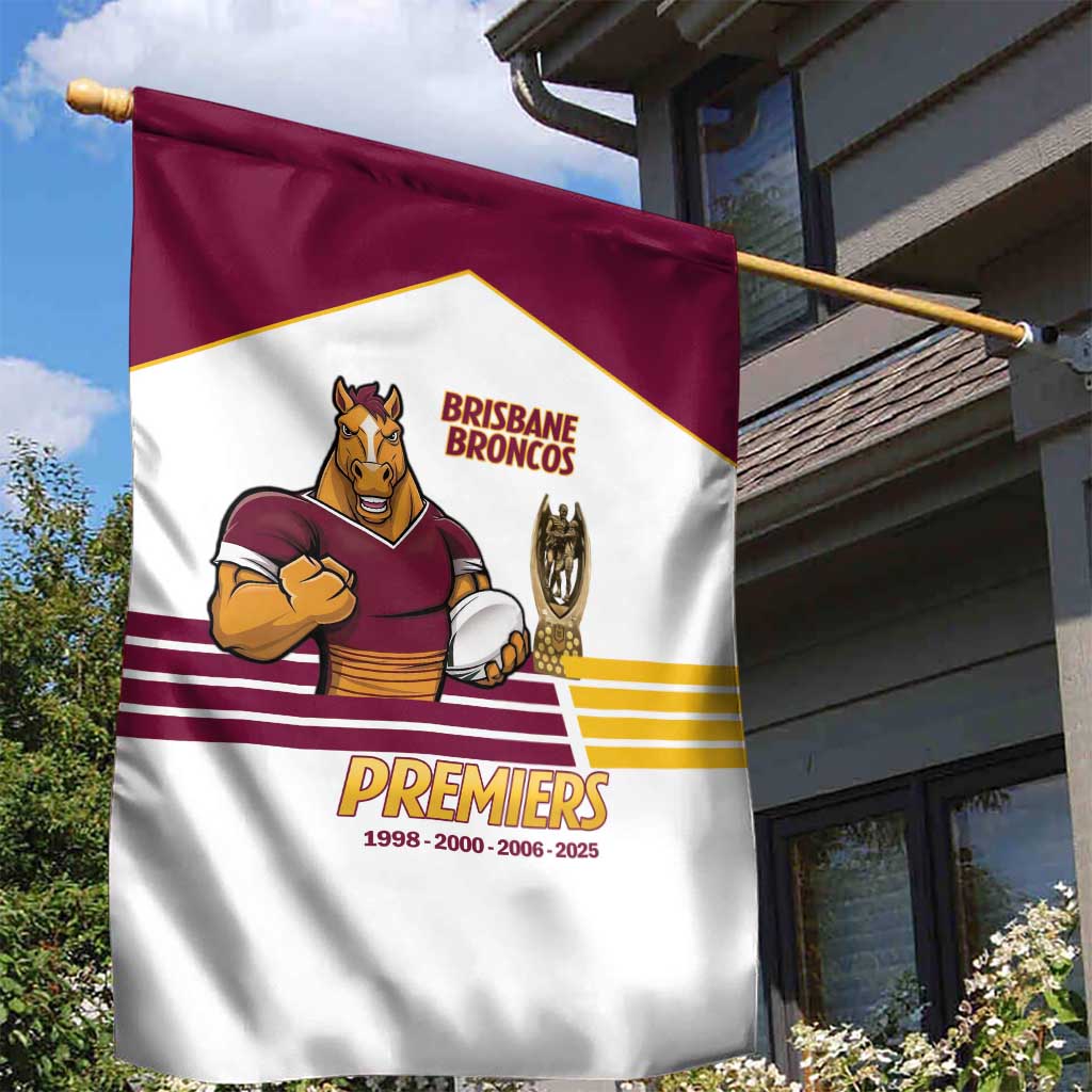 Brisbane Broncos Rugby Garden Flag NRL 4th Premiers Proud - Vibe Hoodie