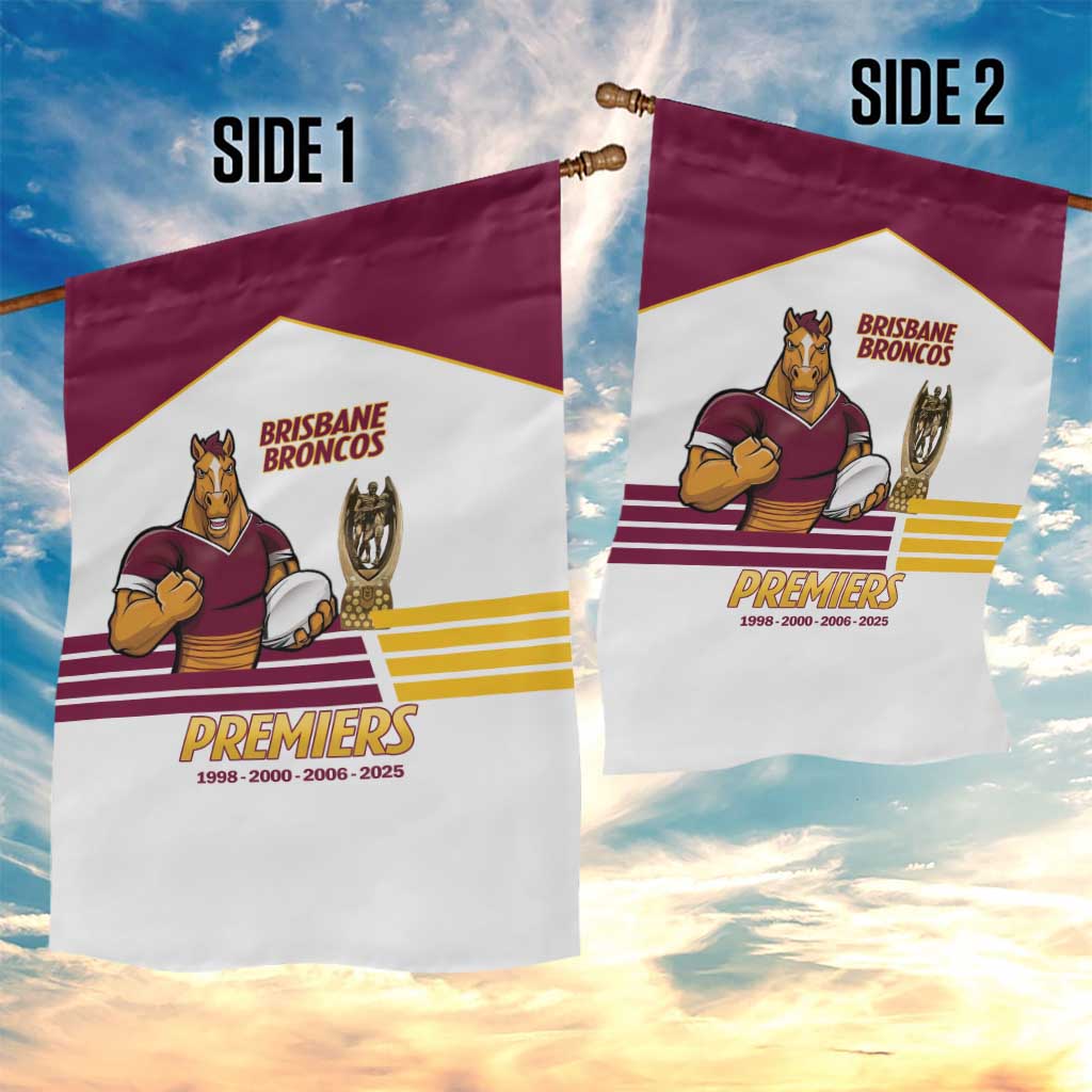 Brisbane Broncos Rugby Garden Flag NRL 4th Premiers Proud - Vibe Hoodie