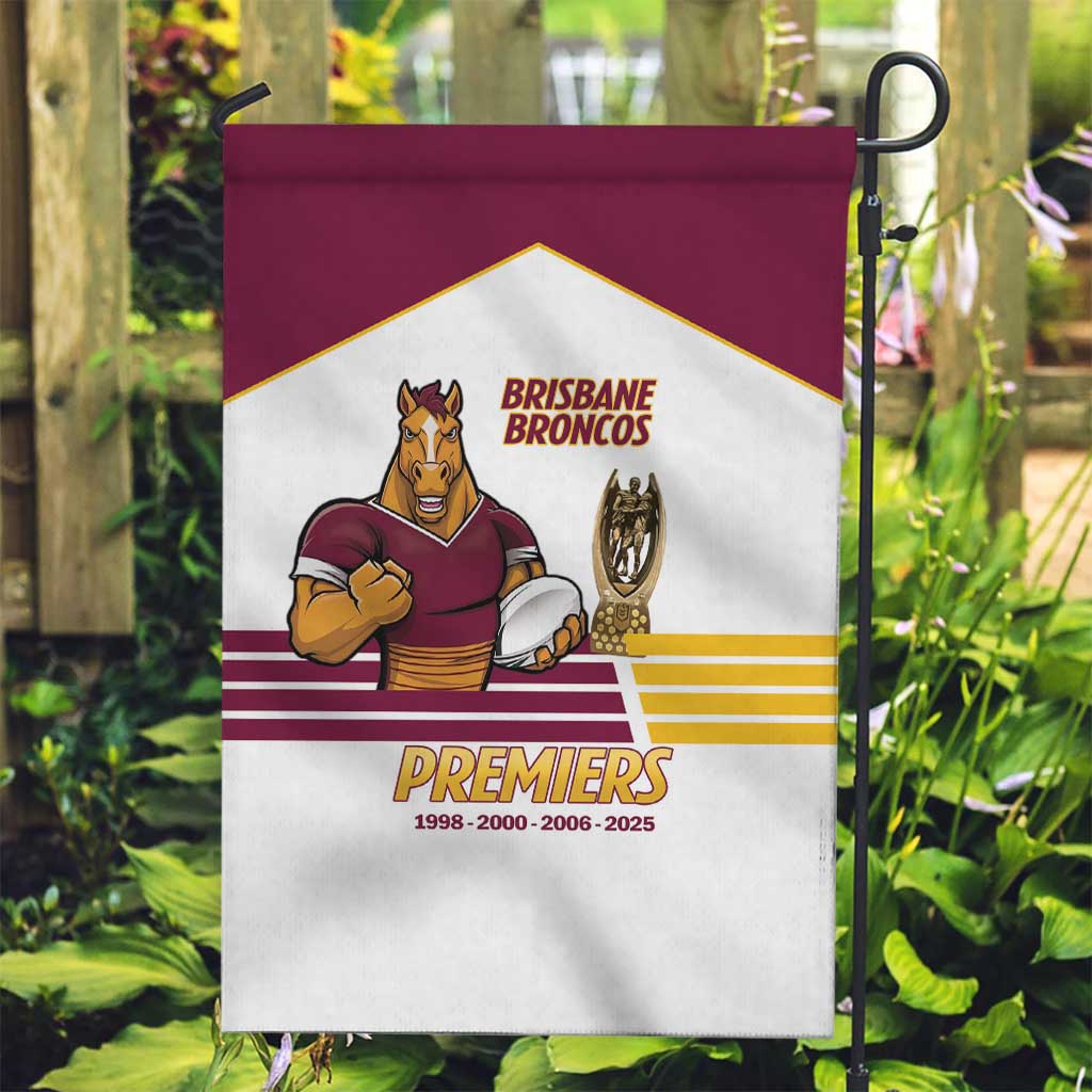 Brisbane Broncos Rugby Garden Flag NRL 4th Premiers Proud - Vibe Hoodie