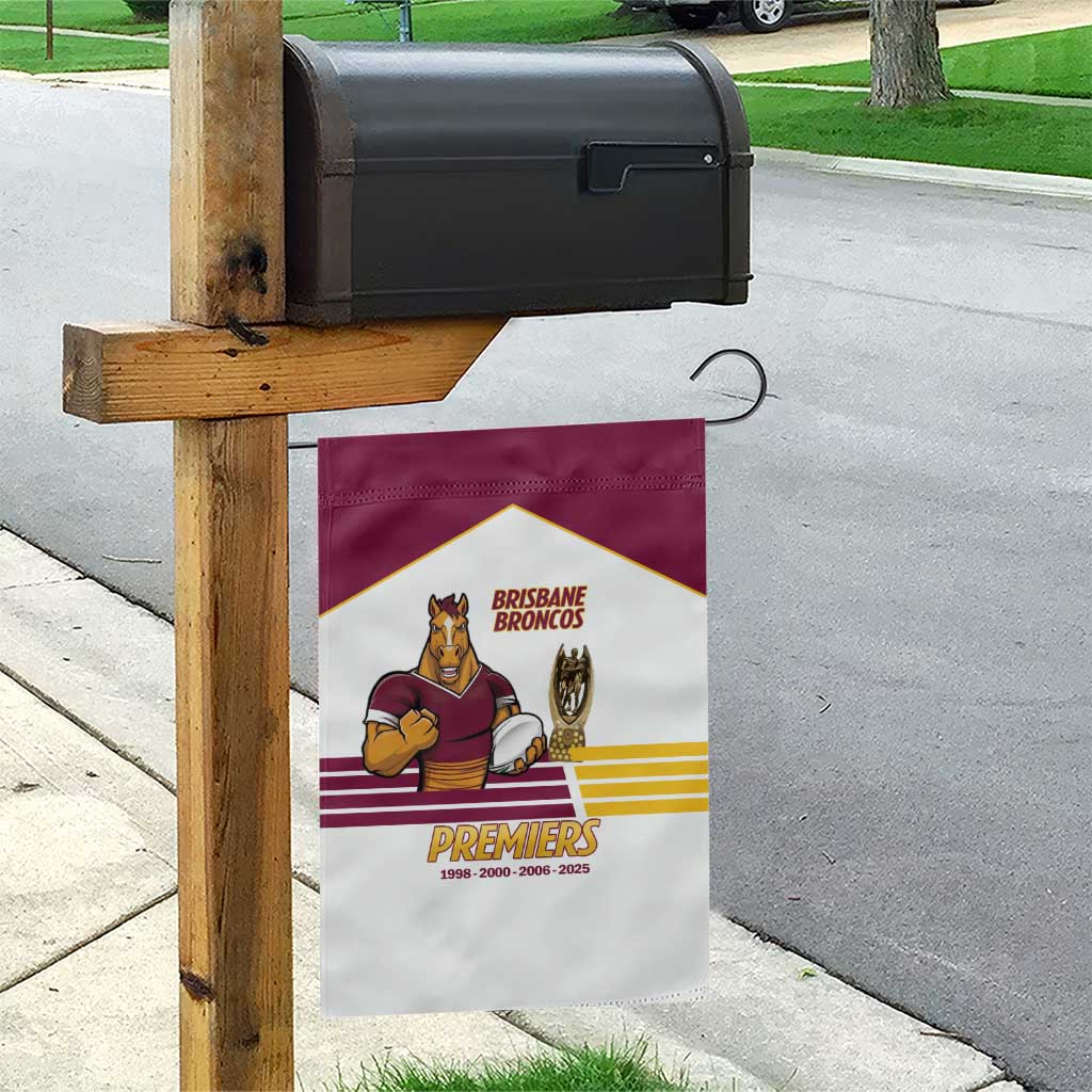 Brisbane Broncos Rugby Garden Flag NRL 4th Premiers Proud - Vibe Hoodie