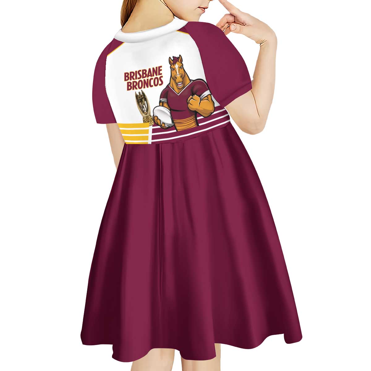 Brisbane Broncos Rugby Personalised Kid Short Sleeve Dress NRL 4th Premiers Proud - Vibe Hoodie