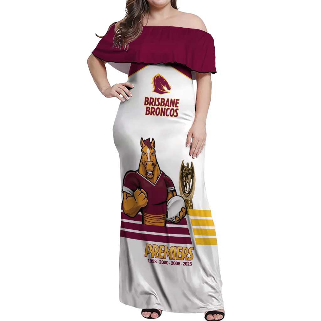Brisbane Broncos Rugby Personalised Off Shoulder Maxi Dress NRL 4th Premiers Proud - Vibe Hoodie