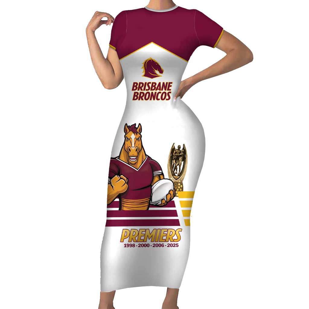 Brisbane Broncos Rugby Personalised Short Sleeve Bodycon Dress NRL 4th Premiers Proud - Vibe Hoodie
