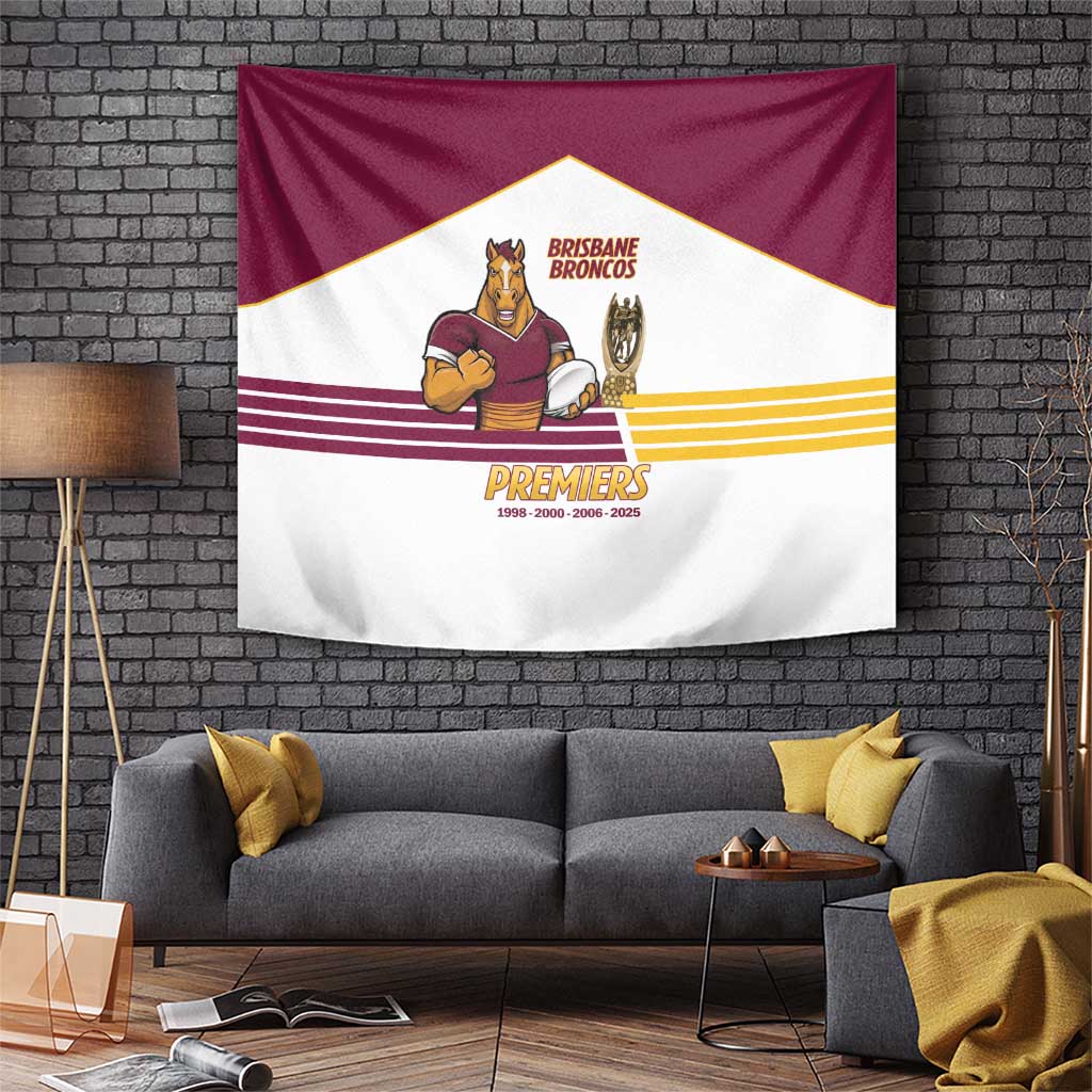 Brisbane Broncos Rugby Tapestry NRL 4th Premiers Proud - Vibe Hoodie