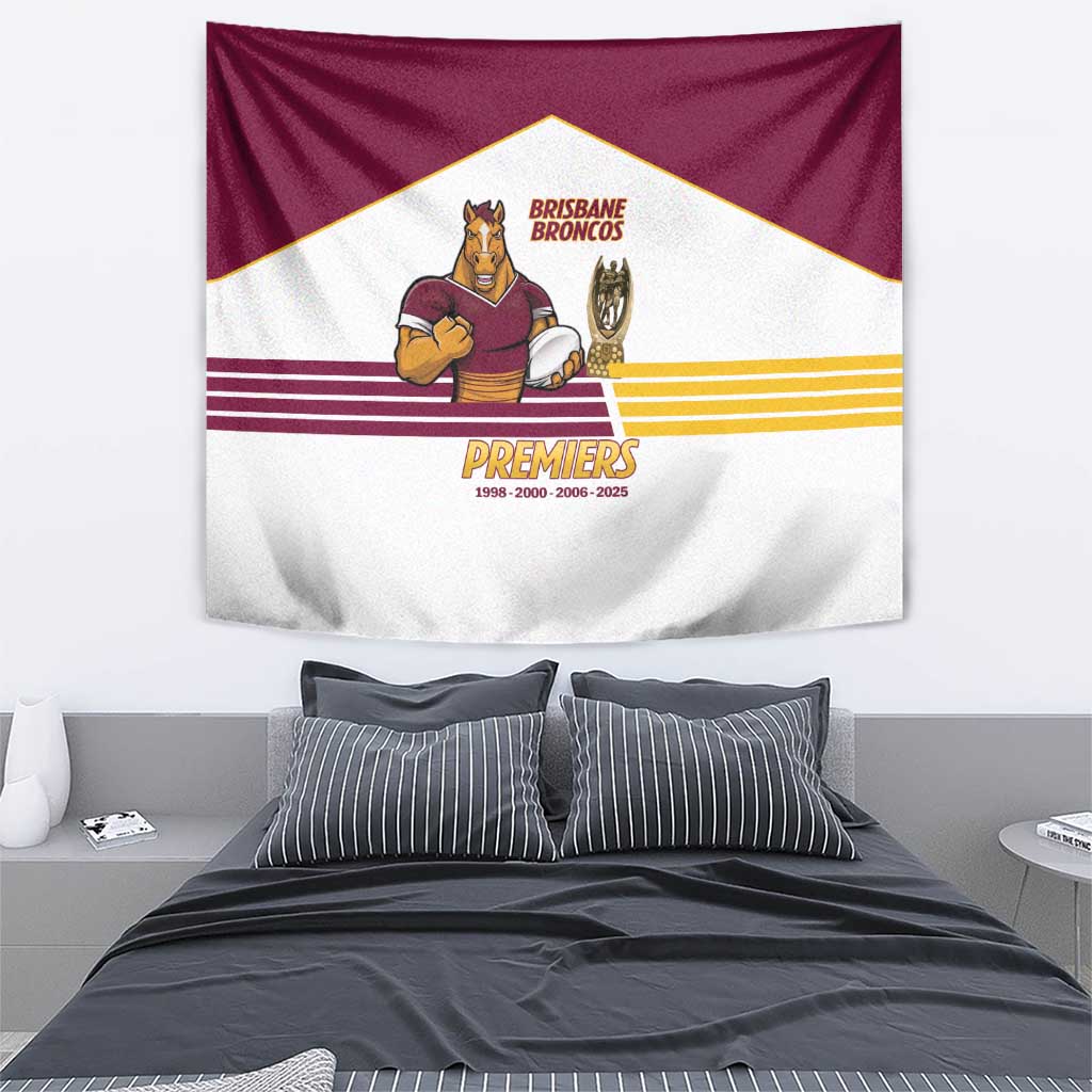 Brisbane Broncos Rugby Tapestry NRL 4th Premiers Proud - Vibe Hoodie