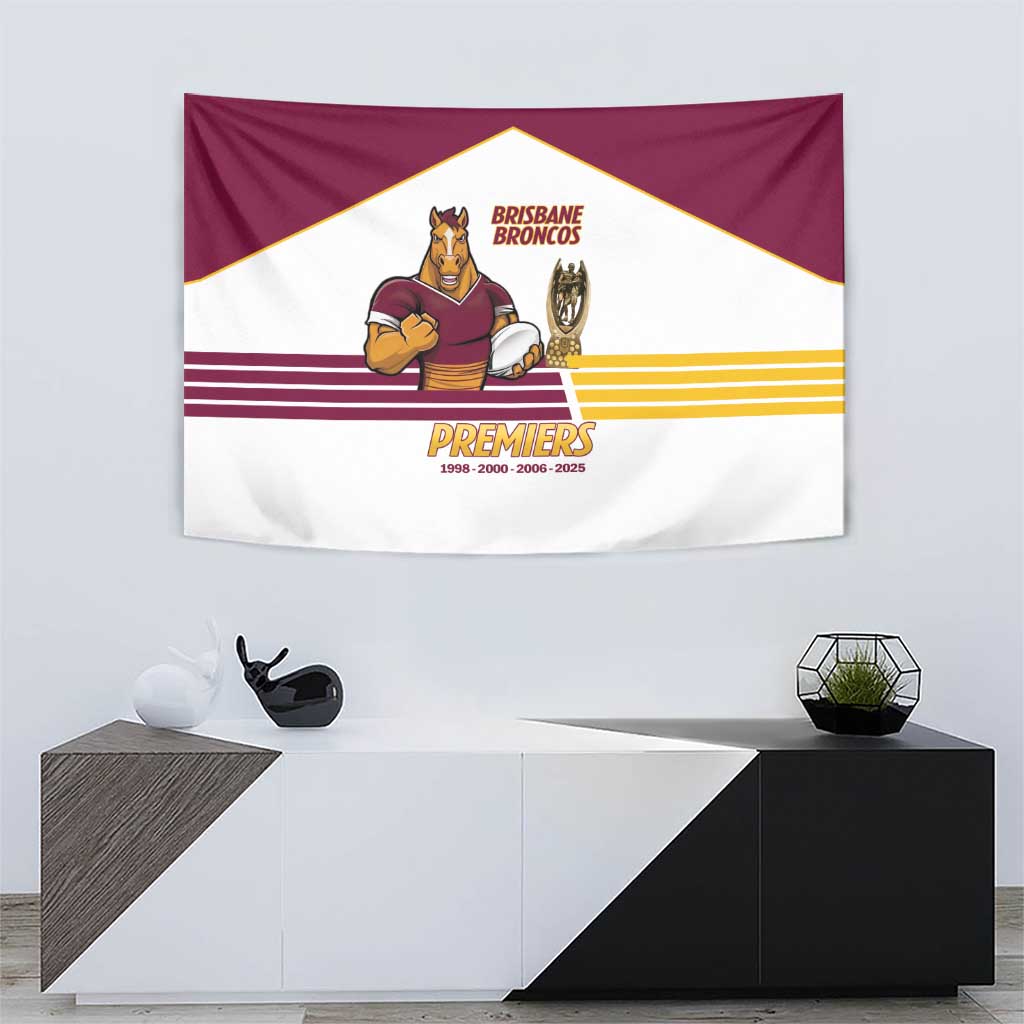 Brisbane Broncos Rugby Tapestry NRL 4th Premiers Proud - Vibe Hoodie