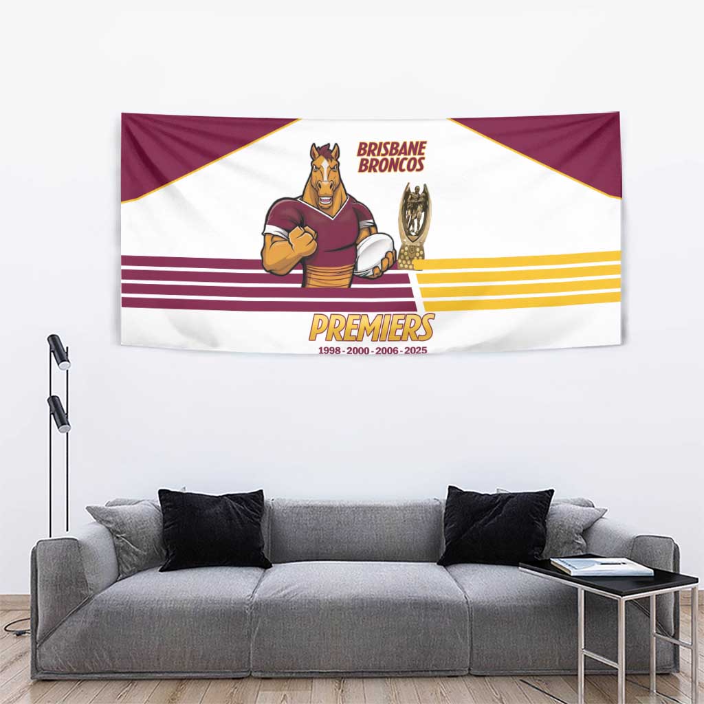 Brisbane Broncos Rugby Tapestry NRL 4th Premiers Proud - Vibe Hoodie