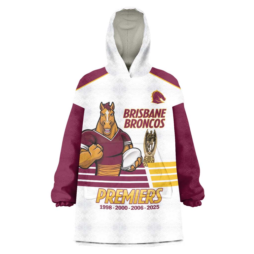 Brisbane Broncos Rugby Personalised Wearable Blanket Hoodie NRL 4th Premiers Proud - Vibe Hoodie