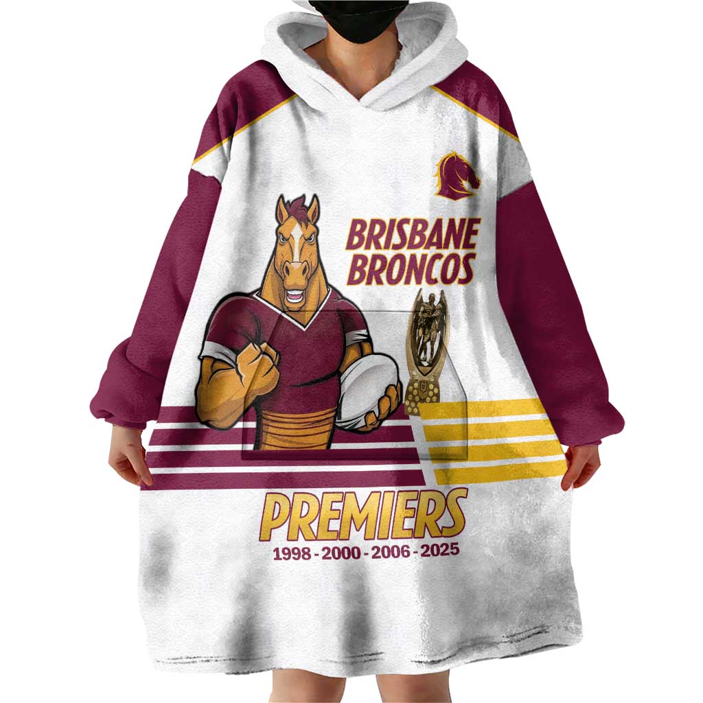 Brisbane Broncos Rugby Personalised Wearable Blanket Hoodie NRL 4th Premiers Proud - Vibe Hoodie