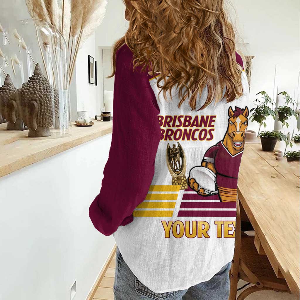 Brisbane Broncos Rugby Personalised Women Casual Shirt NRL 4th Premiers Proud - Vibe Hoodie