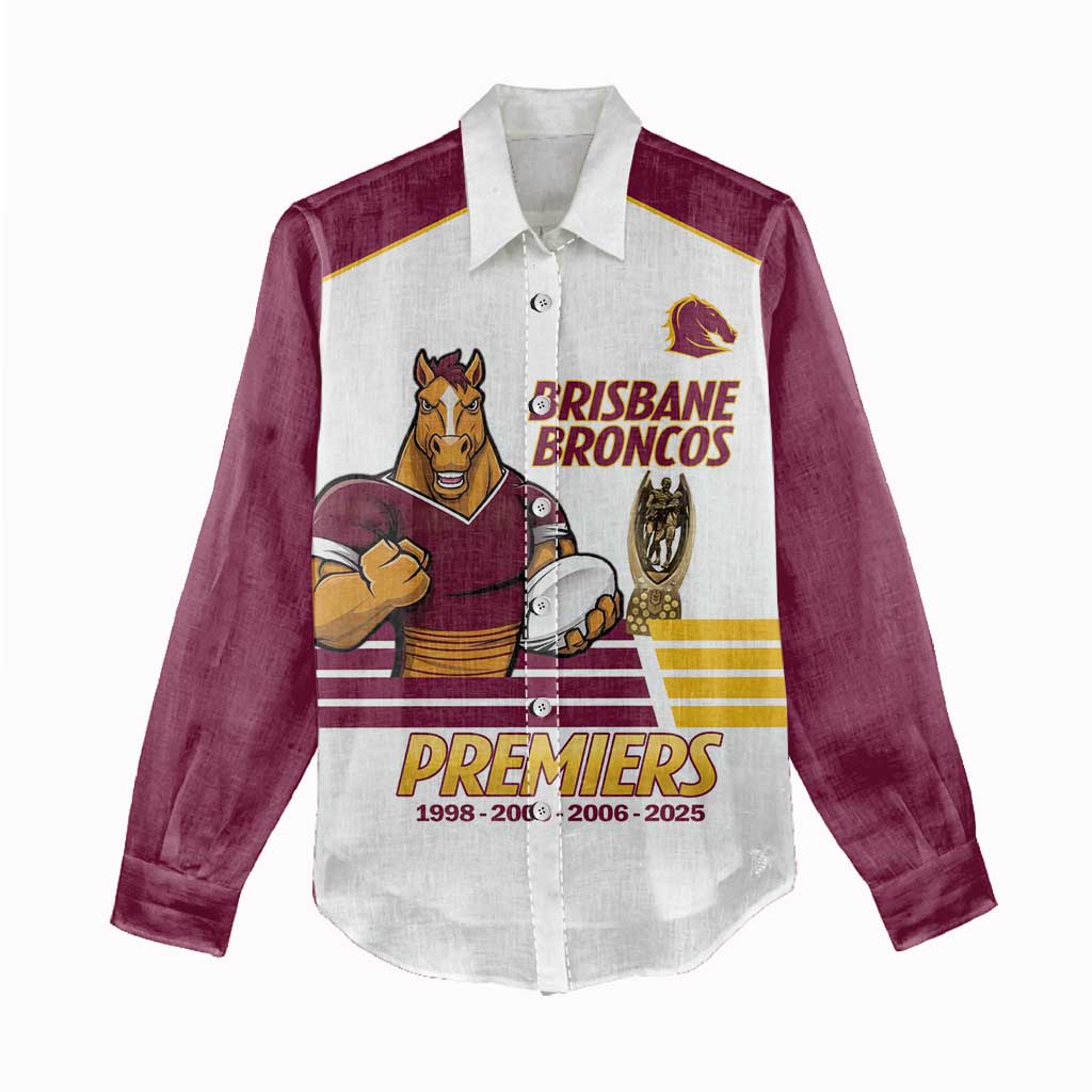 Brisbane Broncos Rugby Personalised Women Casual Shirt NRL 4th Premiers Proud - Vibe Hoodie