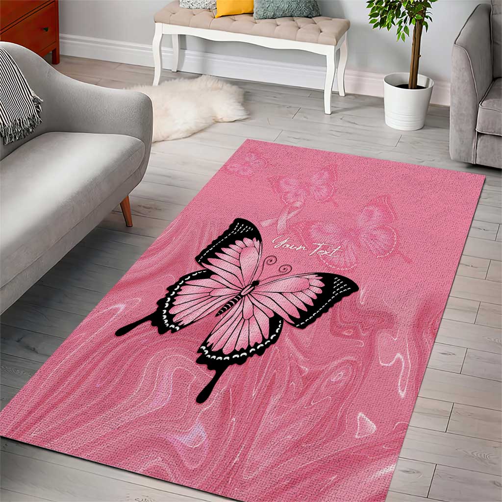 Personalised Australia Breast Cancer Awareness Area Rug Pink Ribbon Butterfly Opal Pattern - Vibe Hoodie