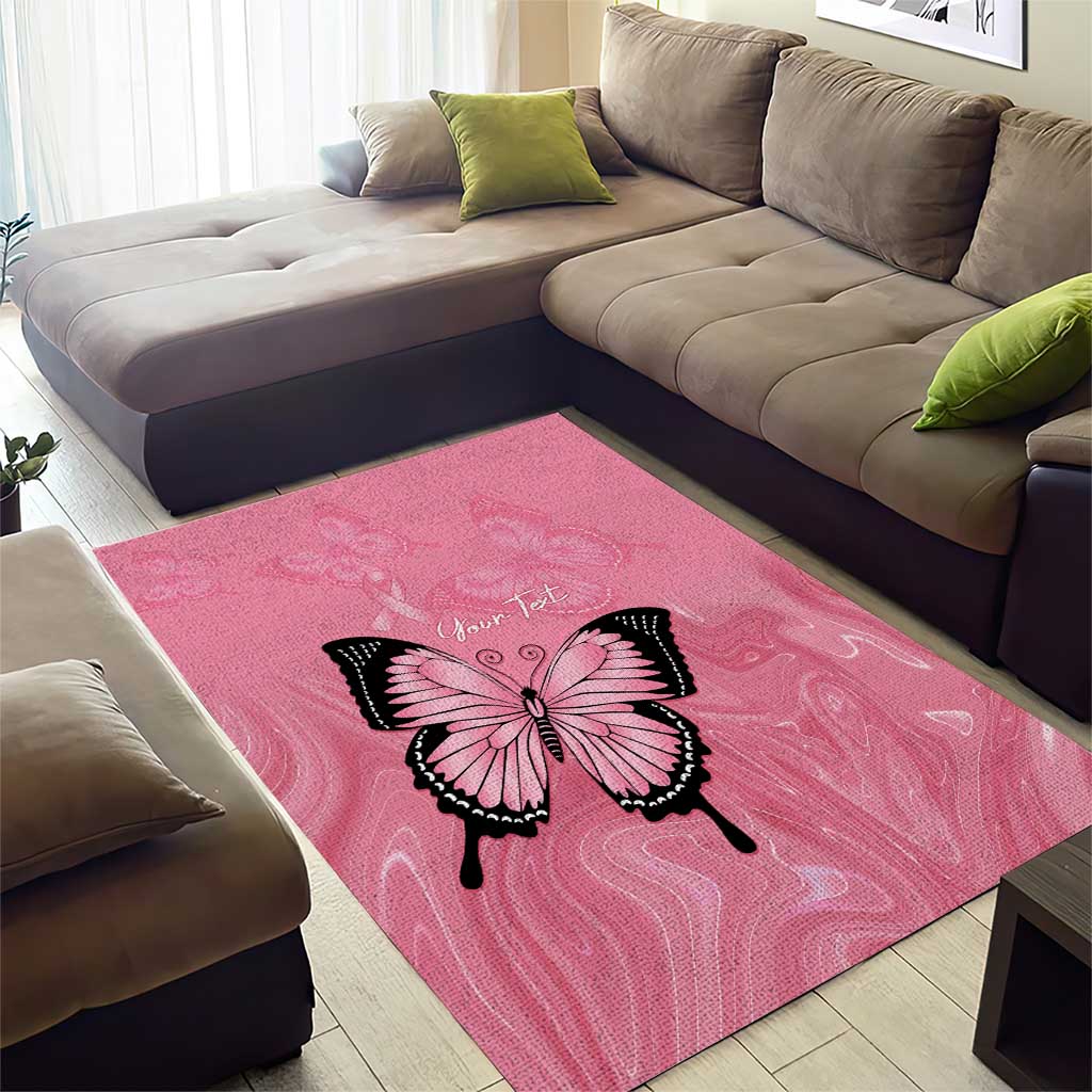 Personalised Australia Breast Cancer Awareness Area Rug Pink Ribbon Butterfly Opal Pattern - Vibe Hoodie