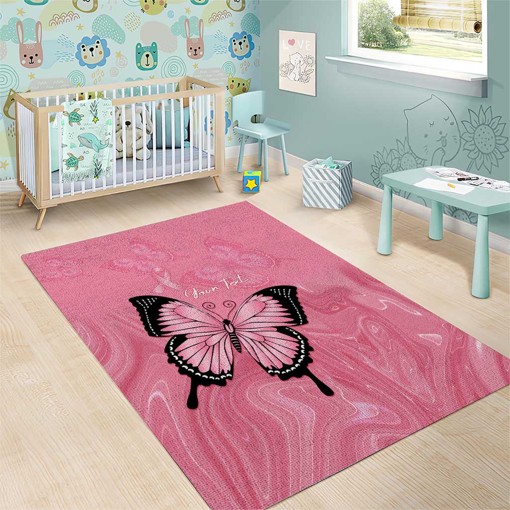 Personalised Australia Breast Cancer Awareness Area Rug Pink Ribbon Butterfly Opal Pattern - Vibe Hoodie